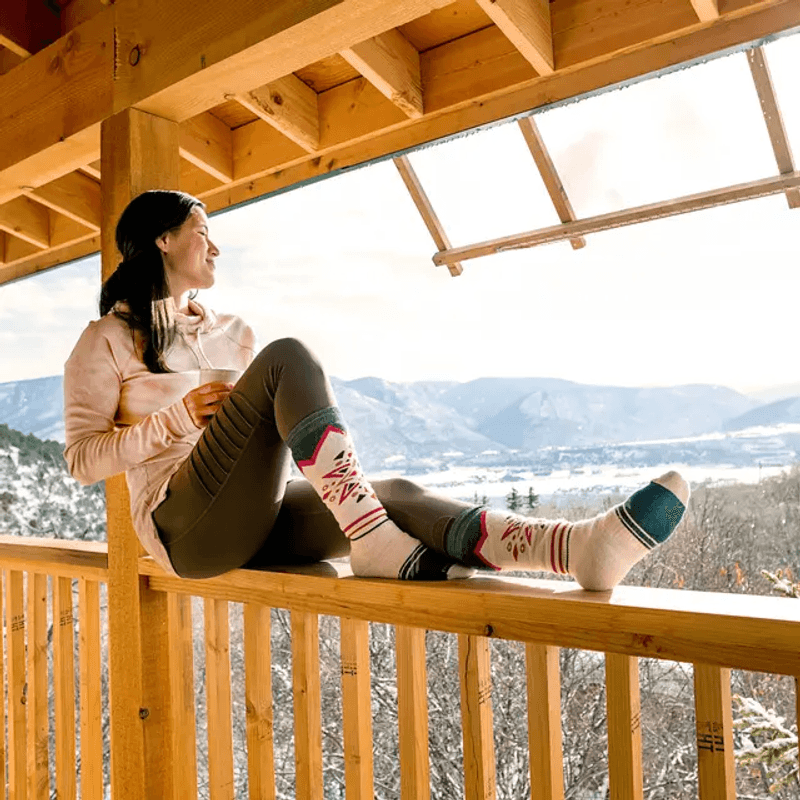 Women's Ski Full Cushion Mountain Snowflake Pattern OTC- Recycled Socks